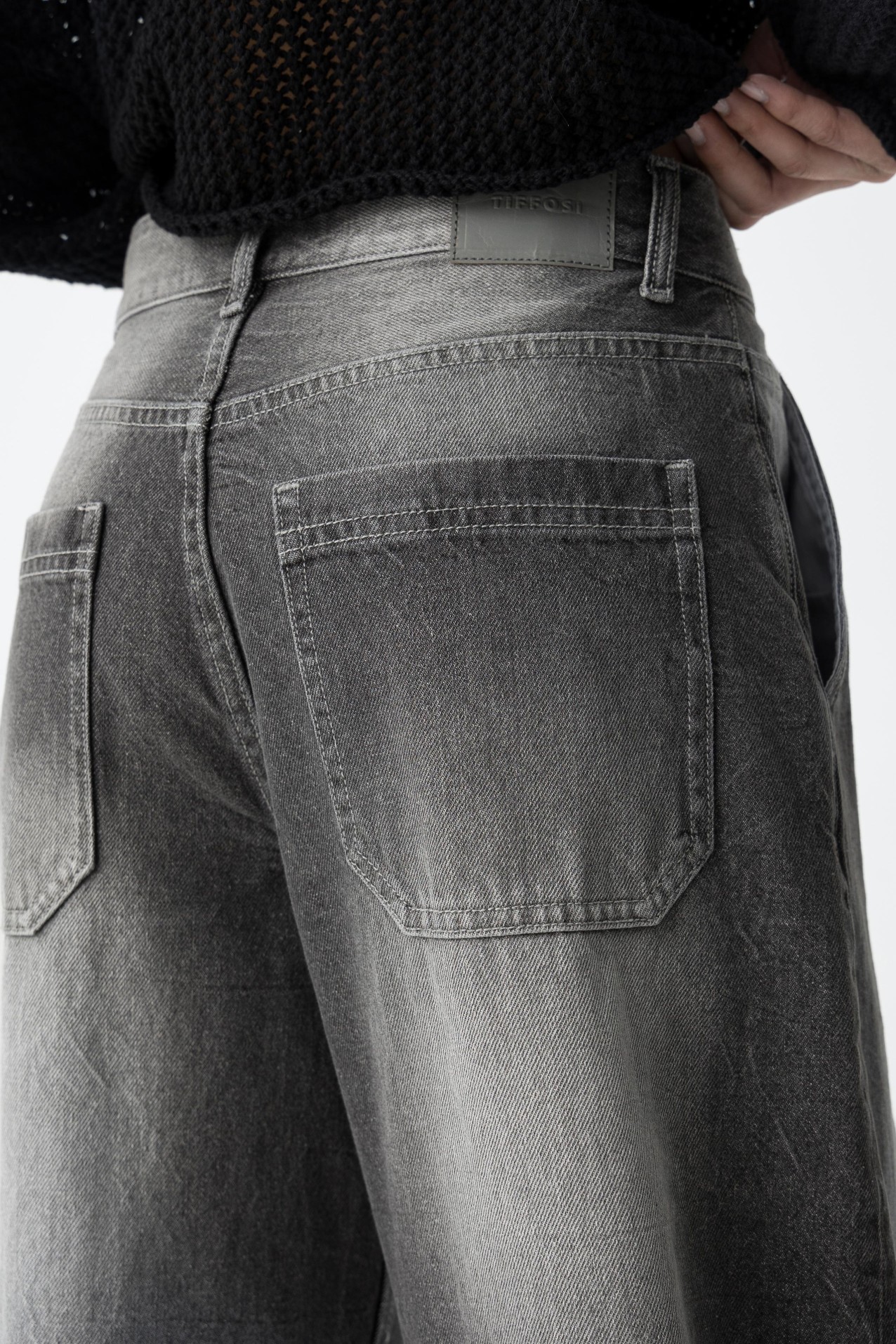 Washed Effect Demi Baggy Jeans - 10061309_P20 | Tiffosi