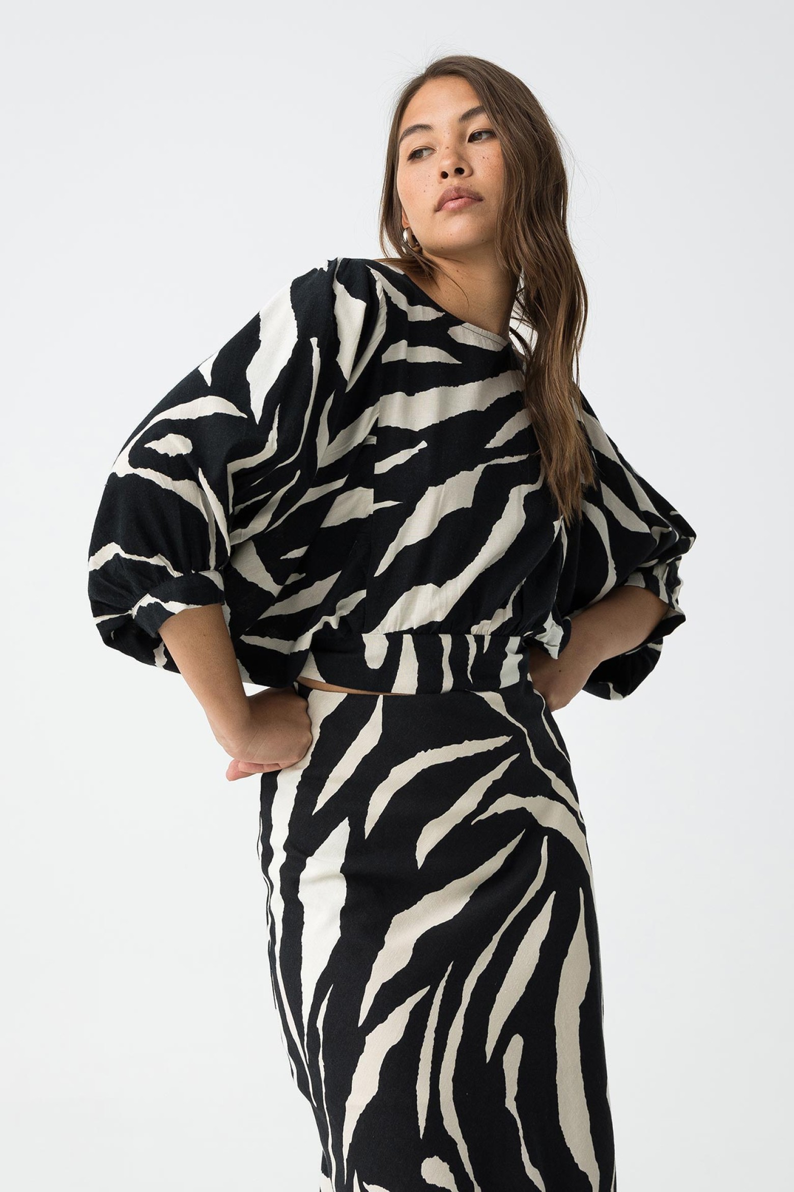 Printed Blouse with Bow