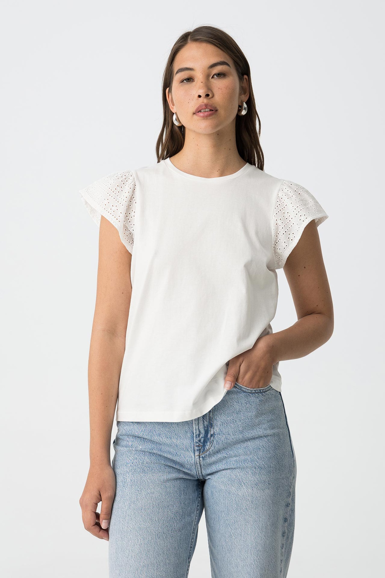 Camiseta de algodn con detalles de volantes
