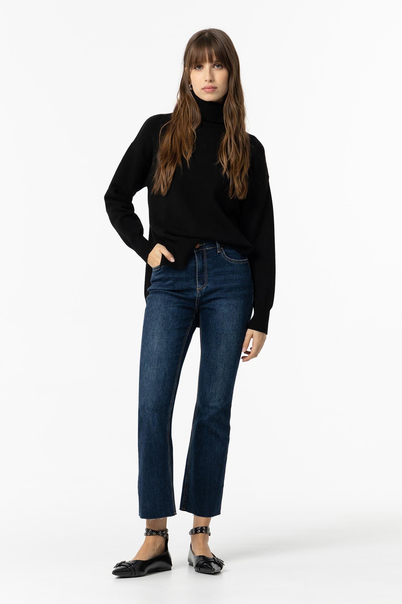 Jeans Megan Cropped Flare Cintura Alta