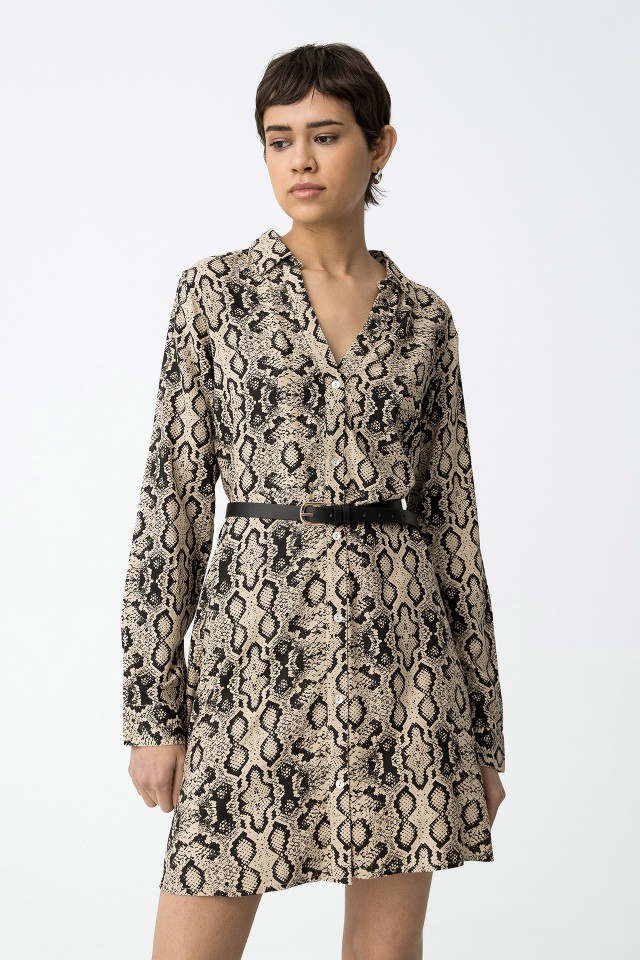 Printed Dress with Belt