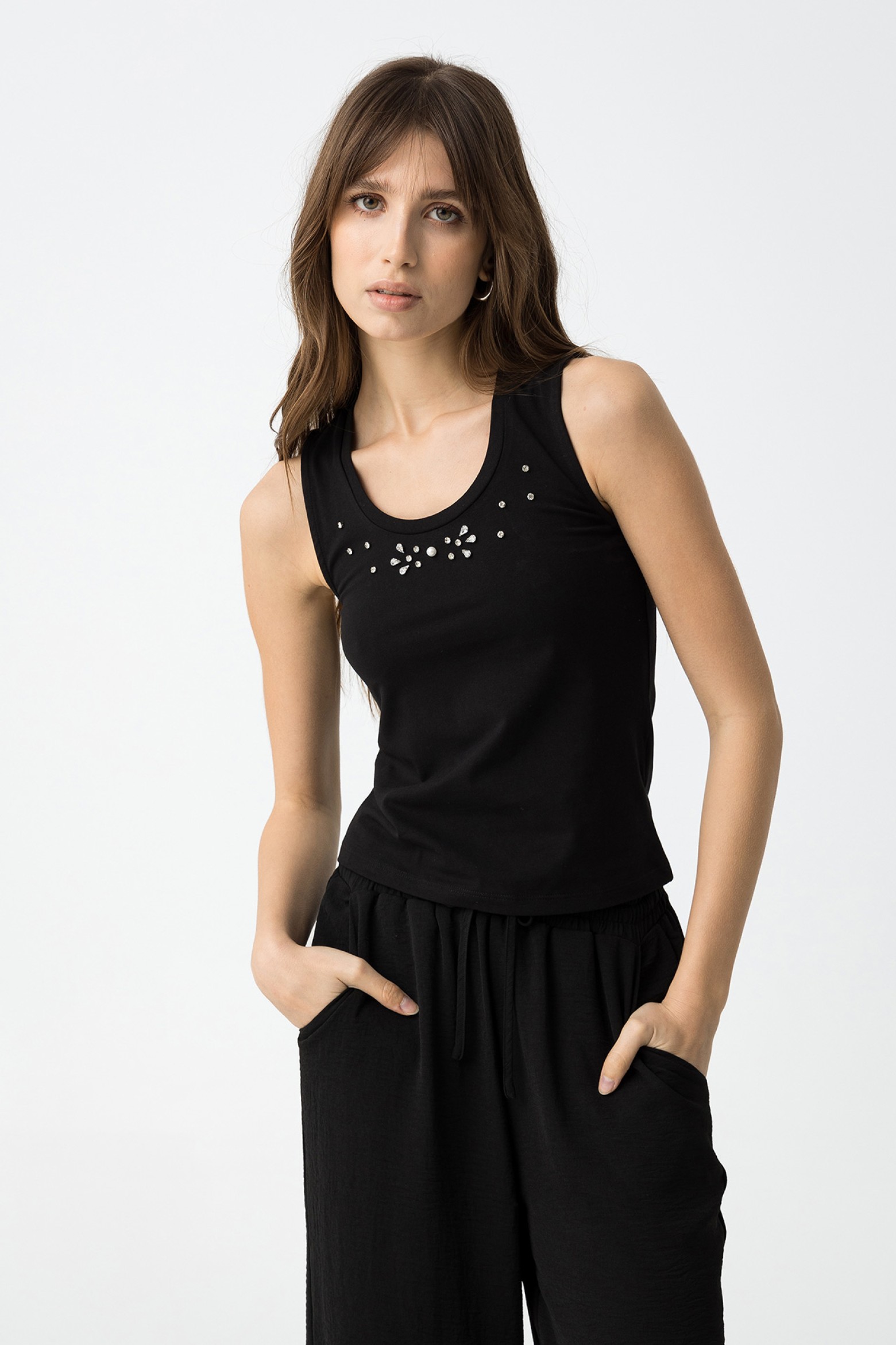 Ribbed Crop Top with Appliqus