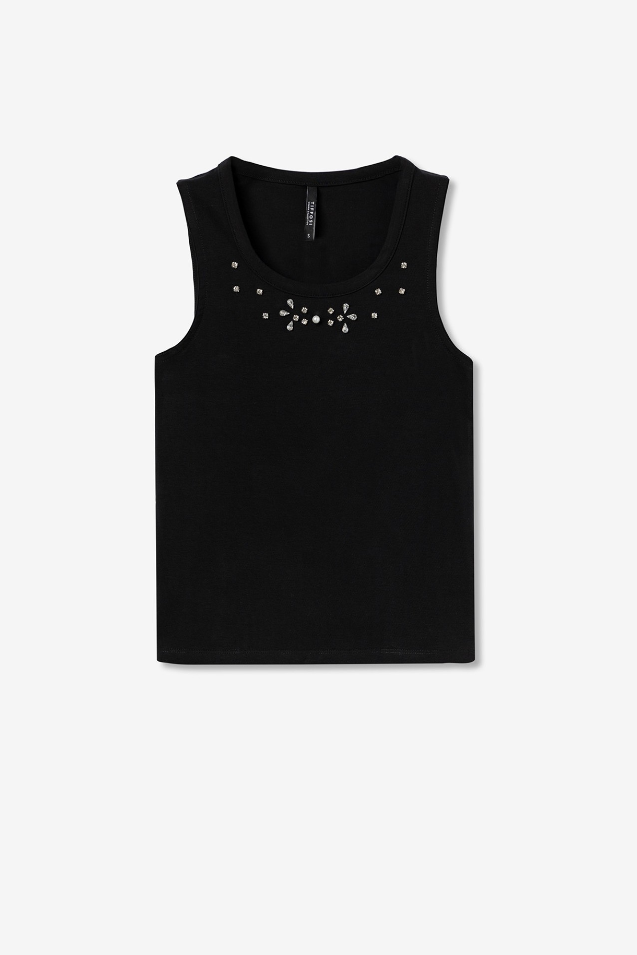 Crop Top Canelado com Aplicaes