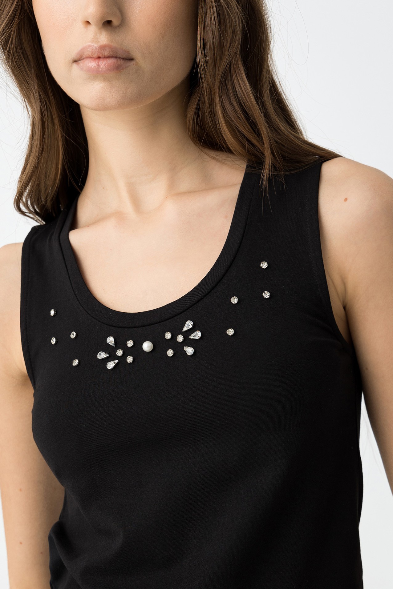 Crop Top Canelado com Aplicaes