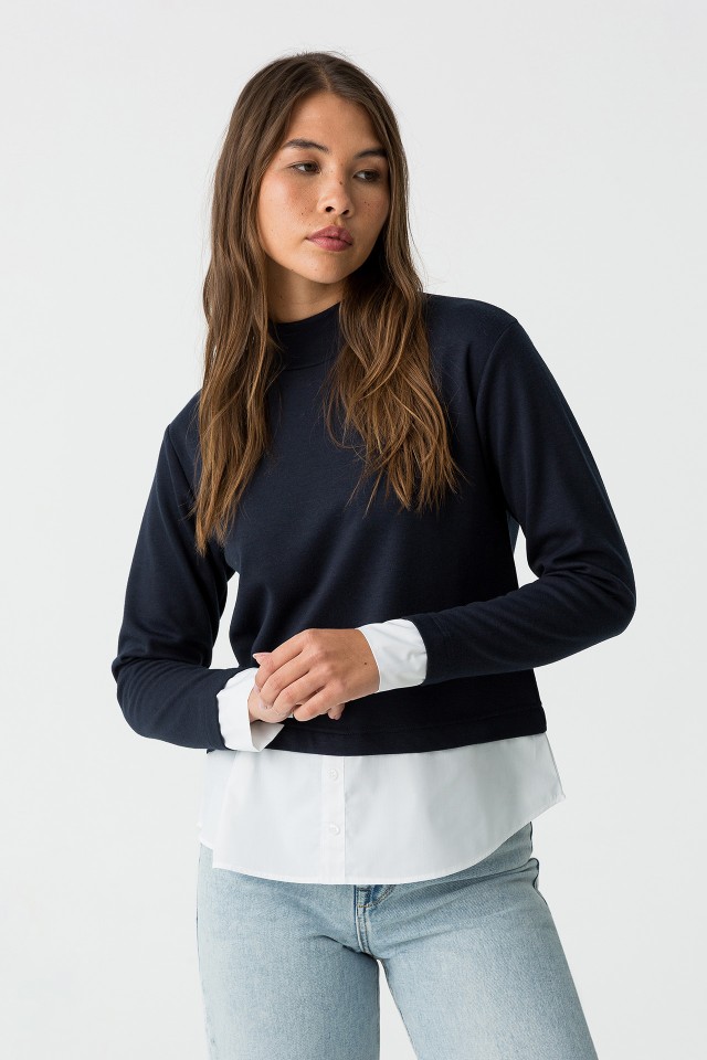 Camisola de Gola Alta Combinada