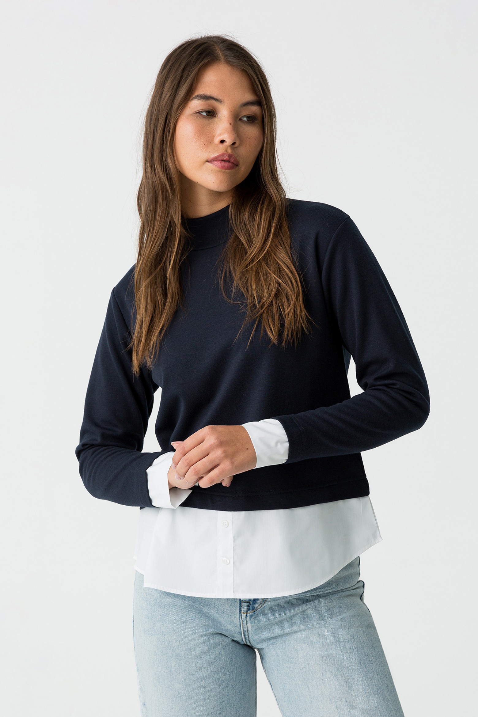 Camisola de Gola Alta Combinada