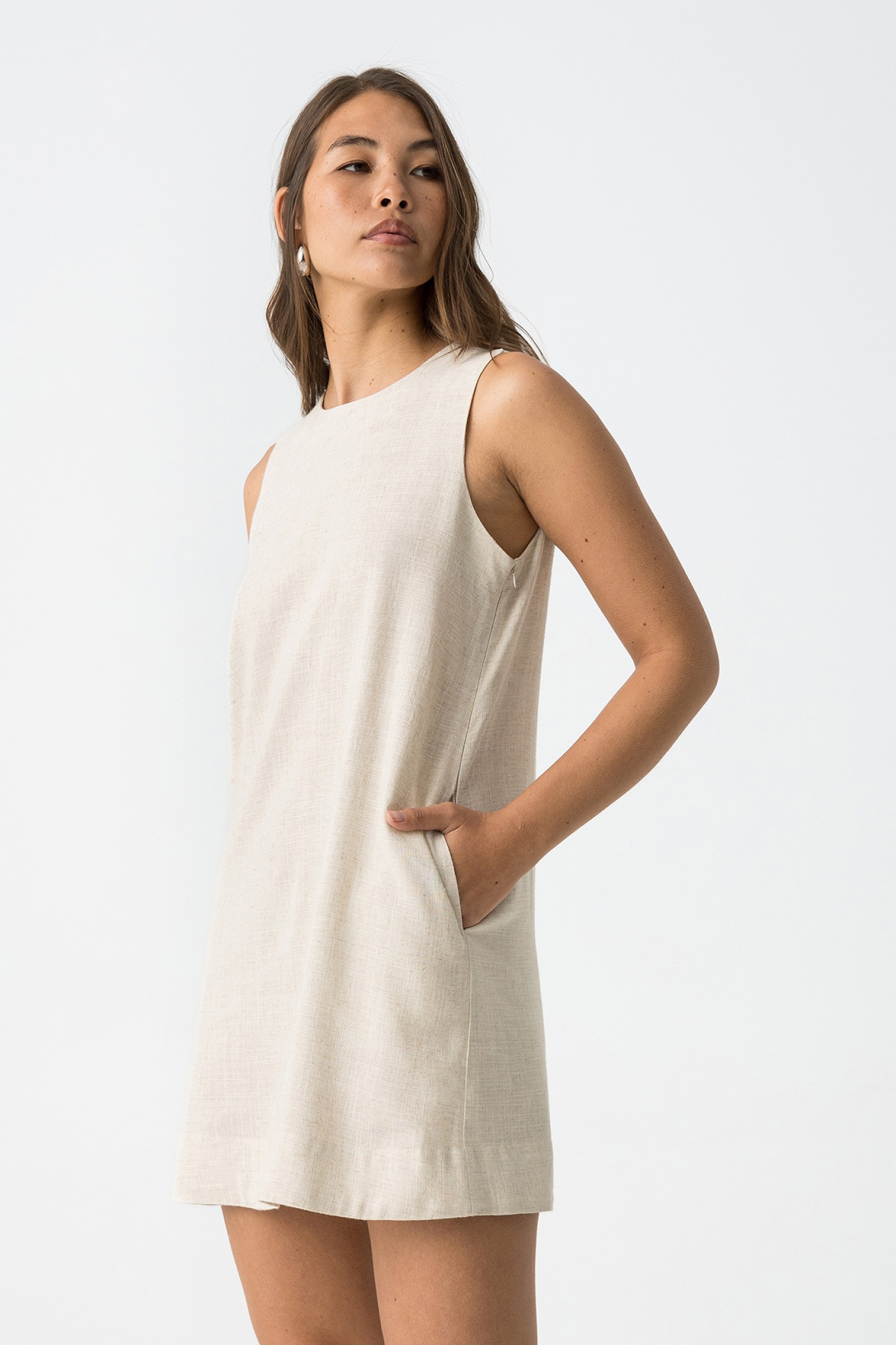 Vestido midi de lino
