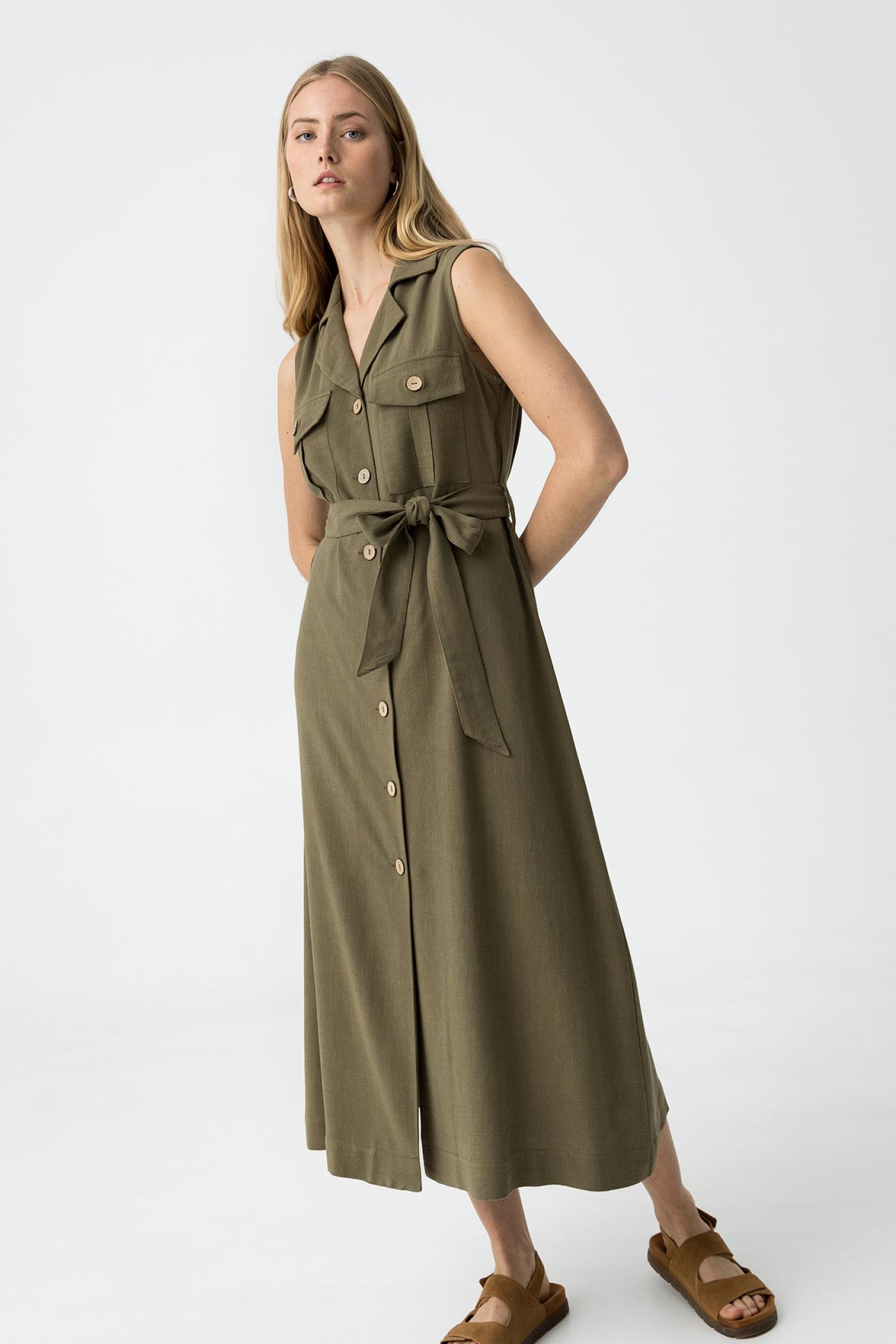 Linen Shirt Dress with Belt