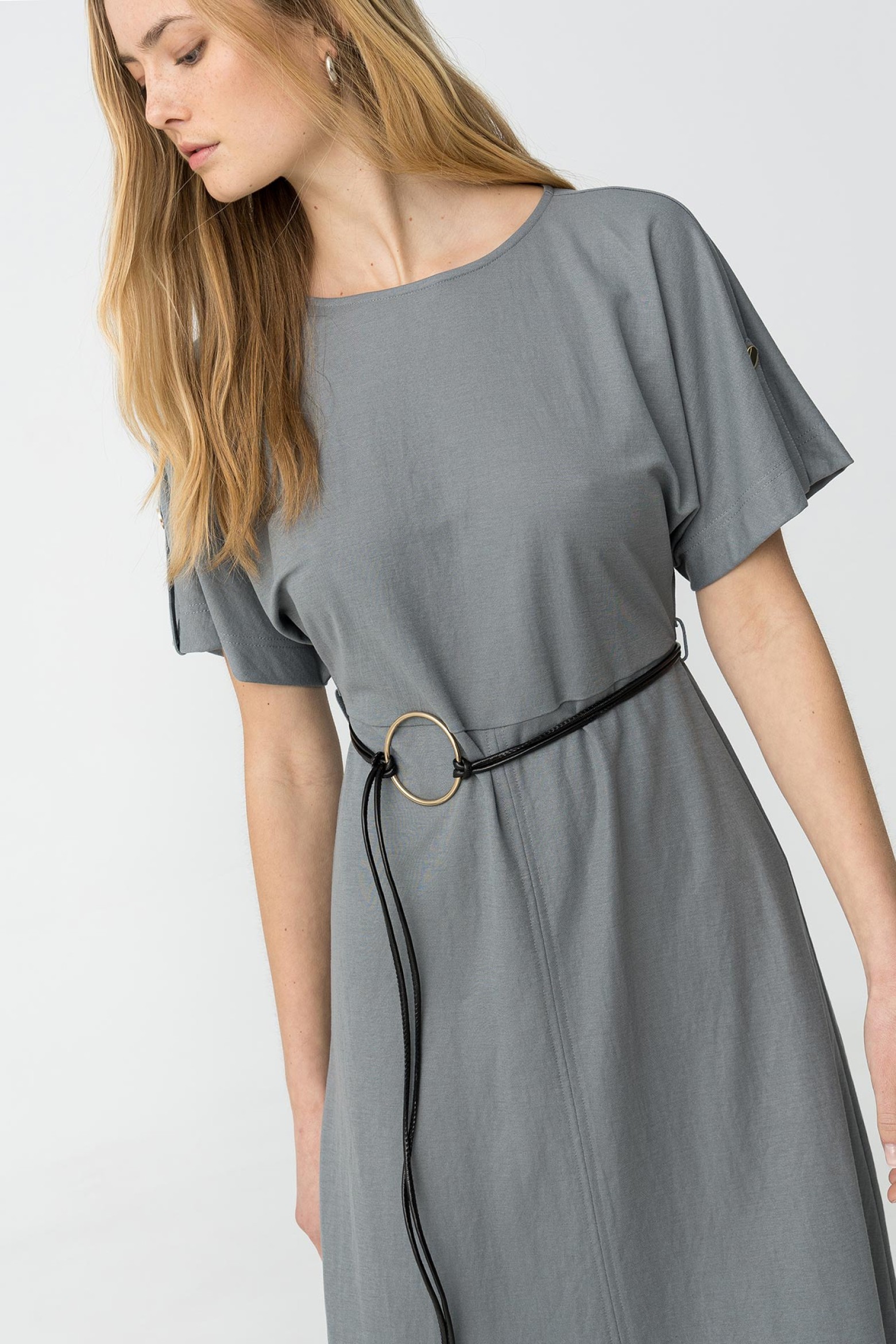 Midi Dress with Belt Application