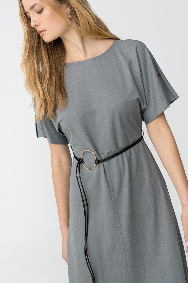 Vestido Midi Con Aplicacin De Cinturn