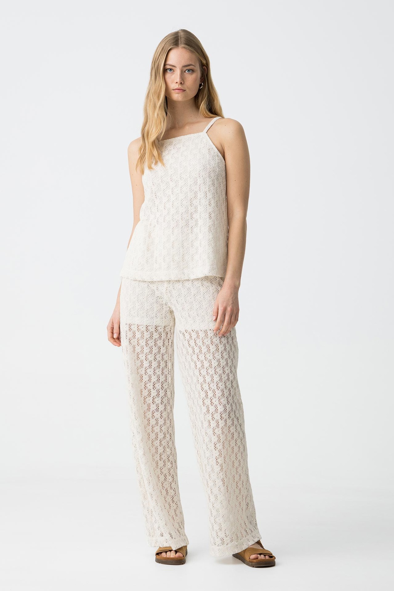 Wide Leg Preforated Mesh Pants