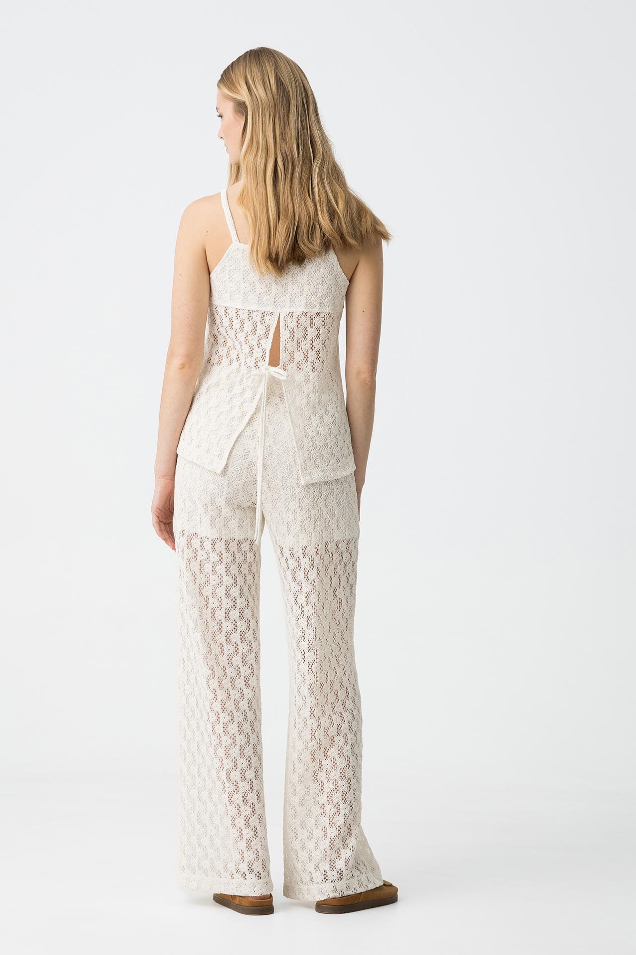 Wide Leg Preforated Mesh Pants