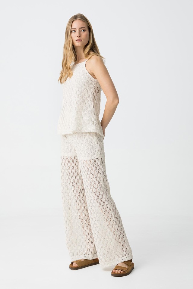 Wide Leg Preforated Mesh Pants