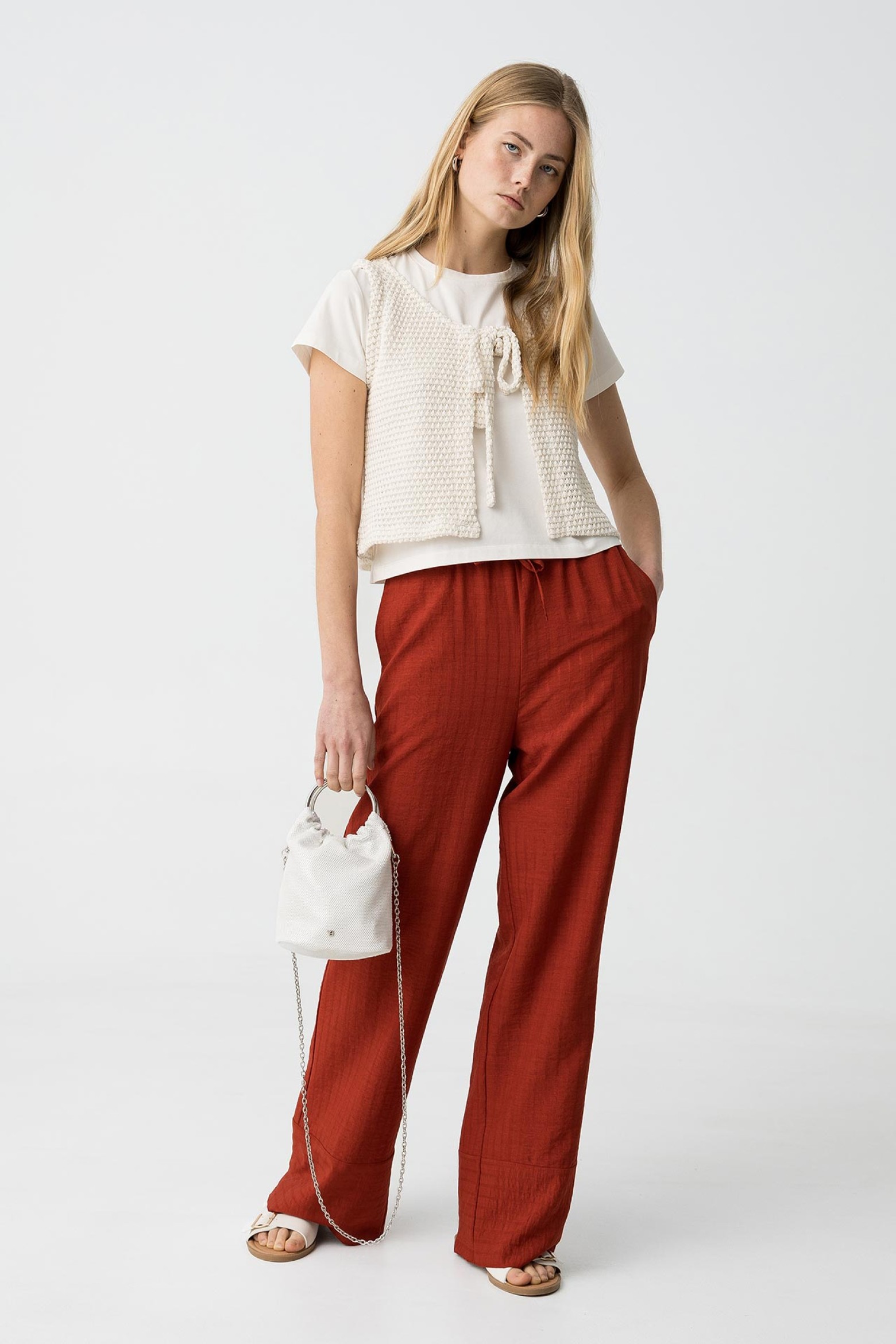 Wide Leg Flowy Trousers in Lightweight Fabric