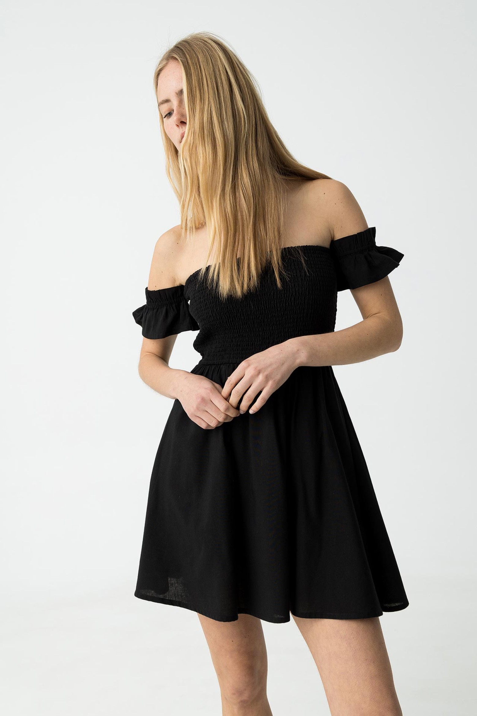 Vestido de Linho com Franzidos