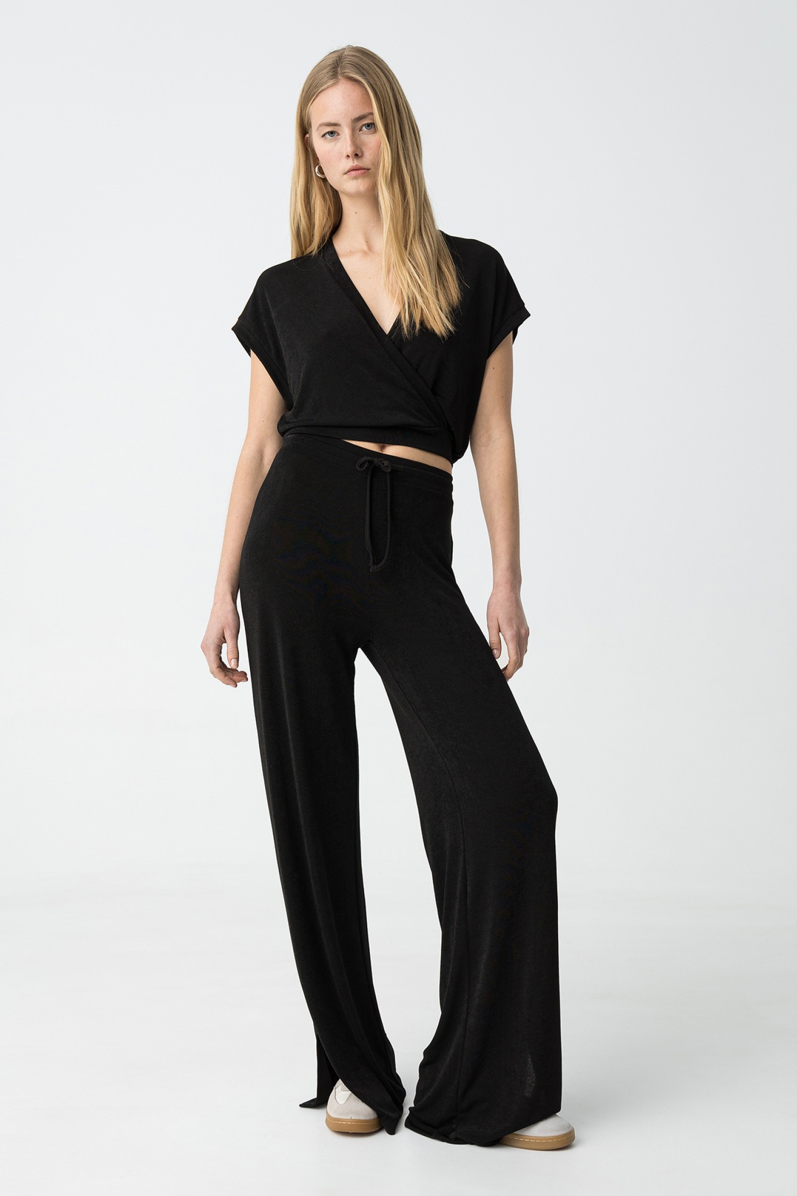 Shiny Ribbed Knit Pants