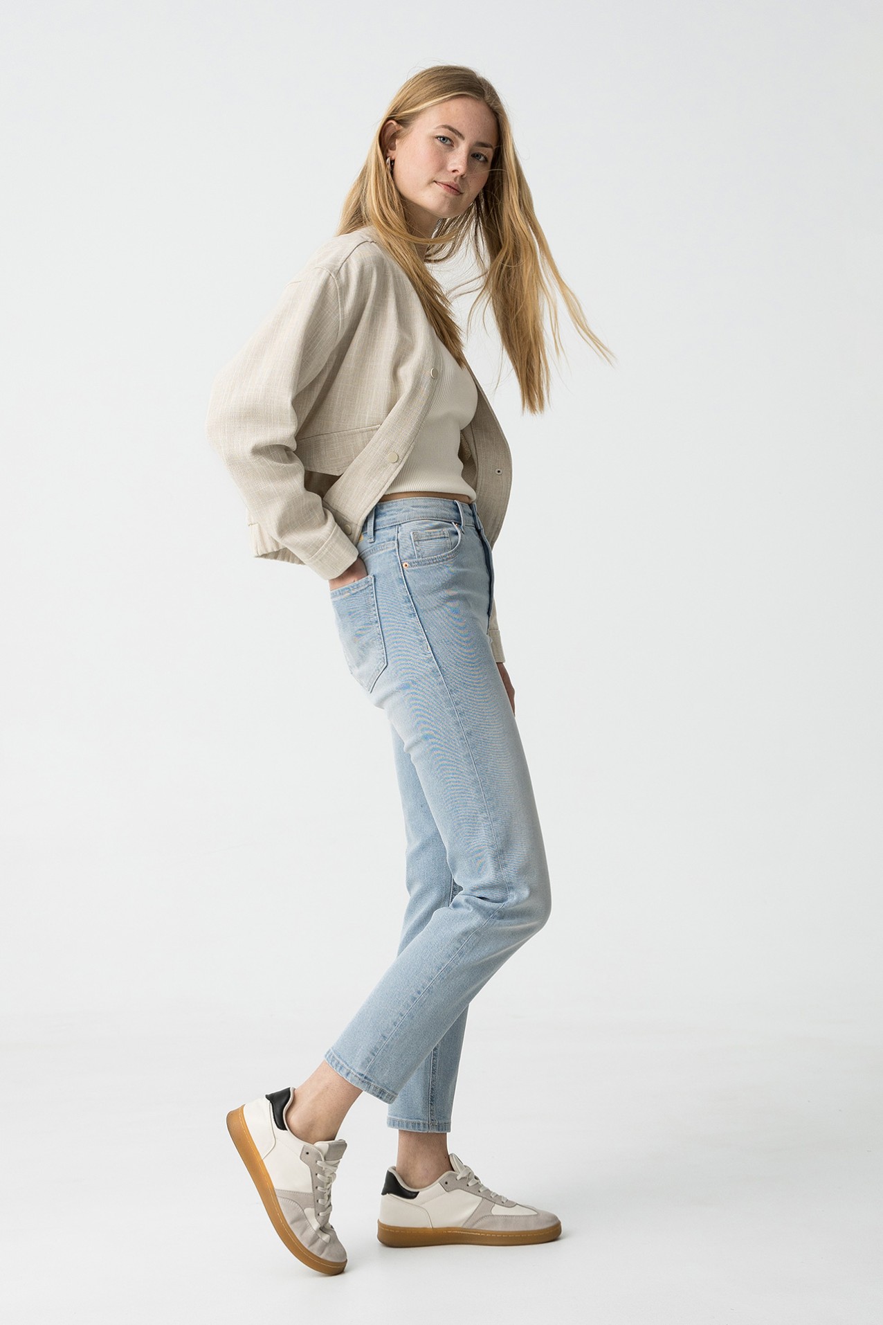 High-Waisted Slim Jeans