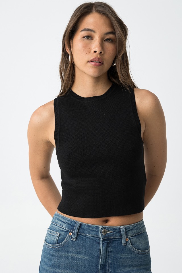 Basic striped ribbed cropped t-shirt