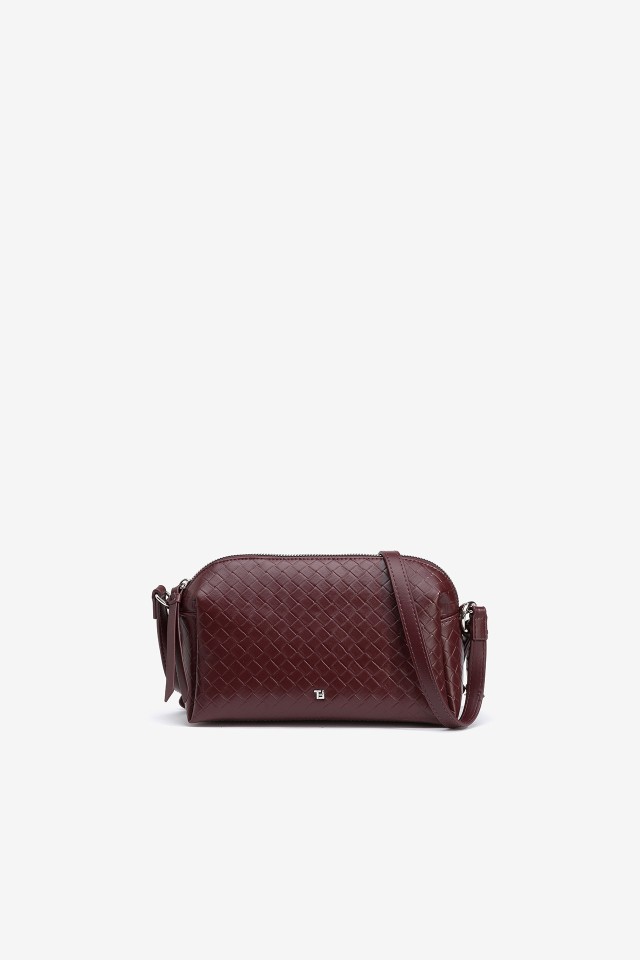 Woven Leather Effect Crossbody Bag