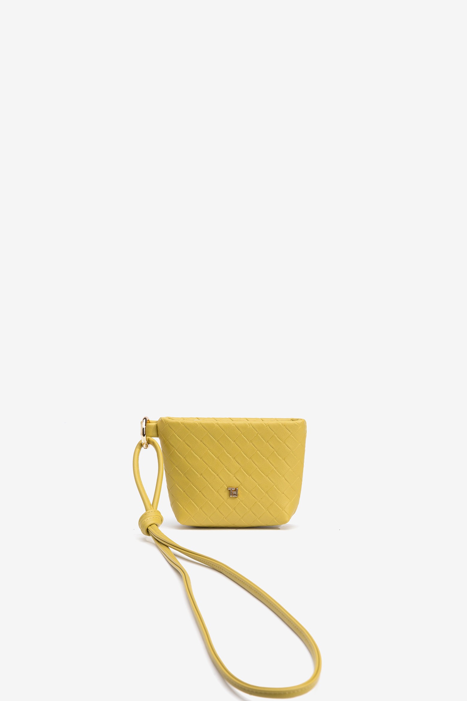 Coin Purse with Woven Leather Effect Strap