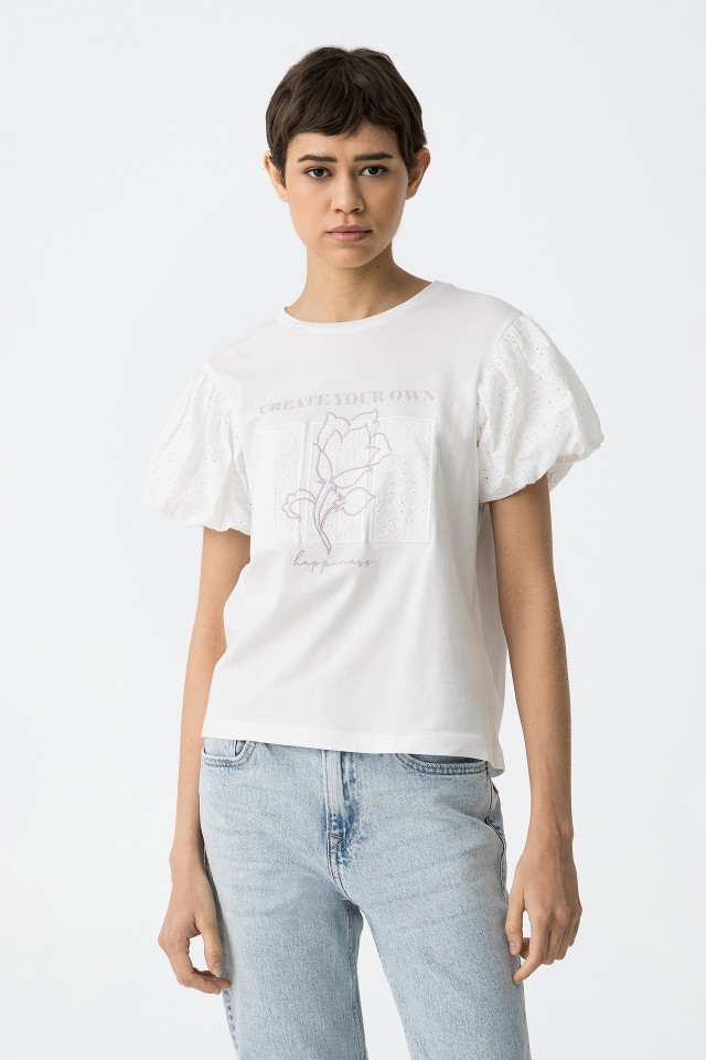 Embroidered Sleeve T-Shirt