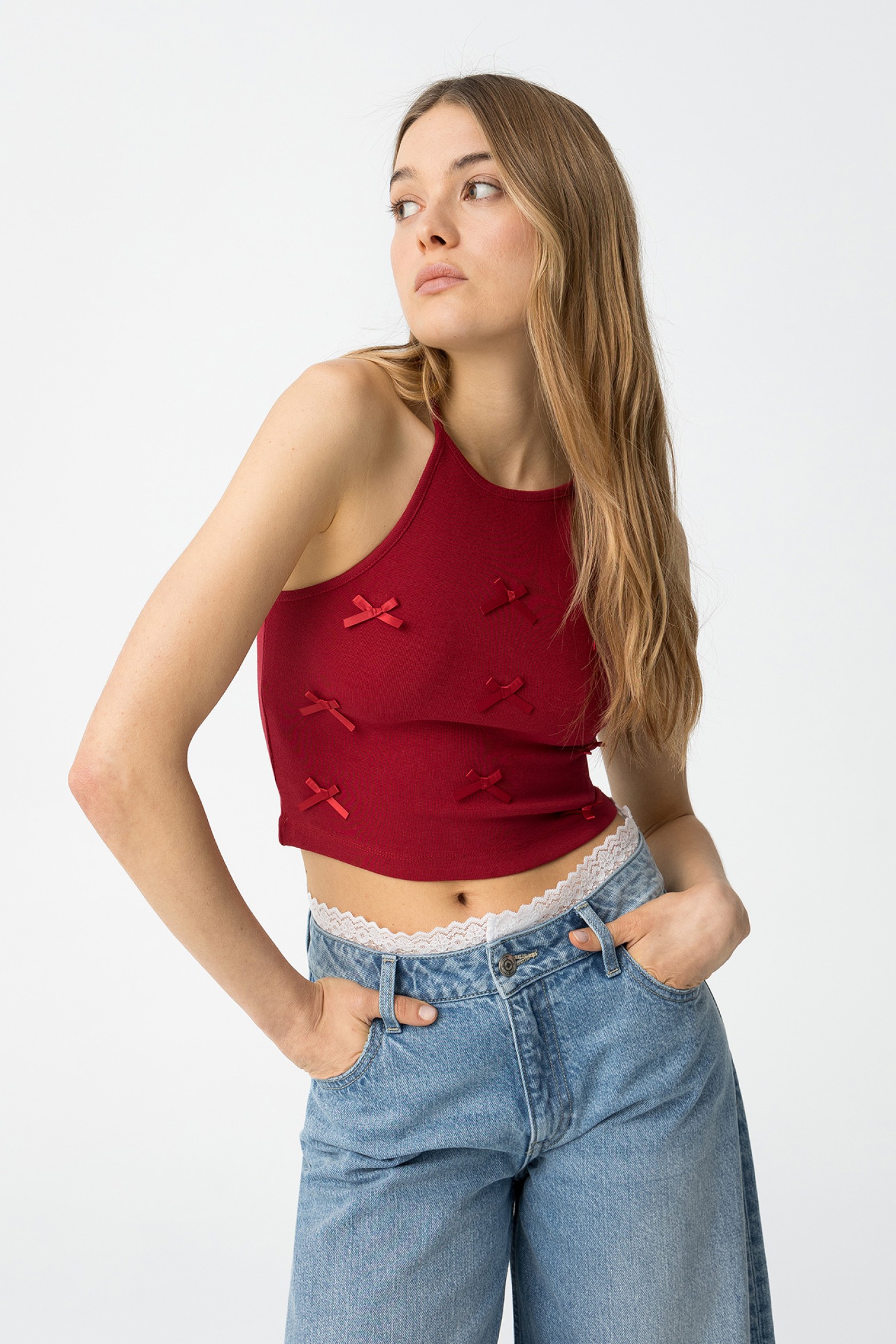 Crop Top with Lace Application