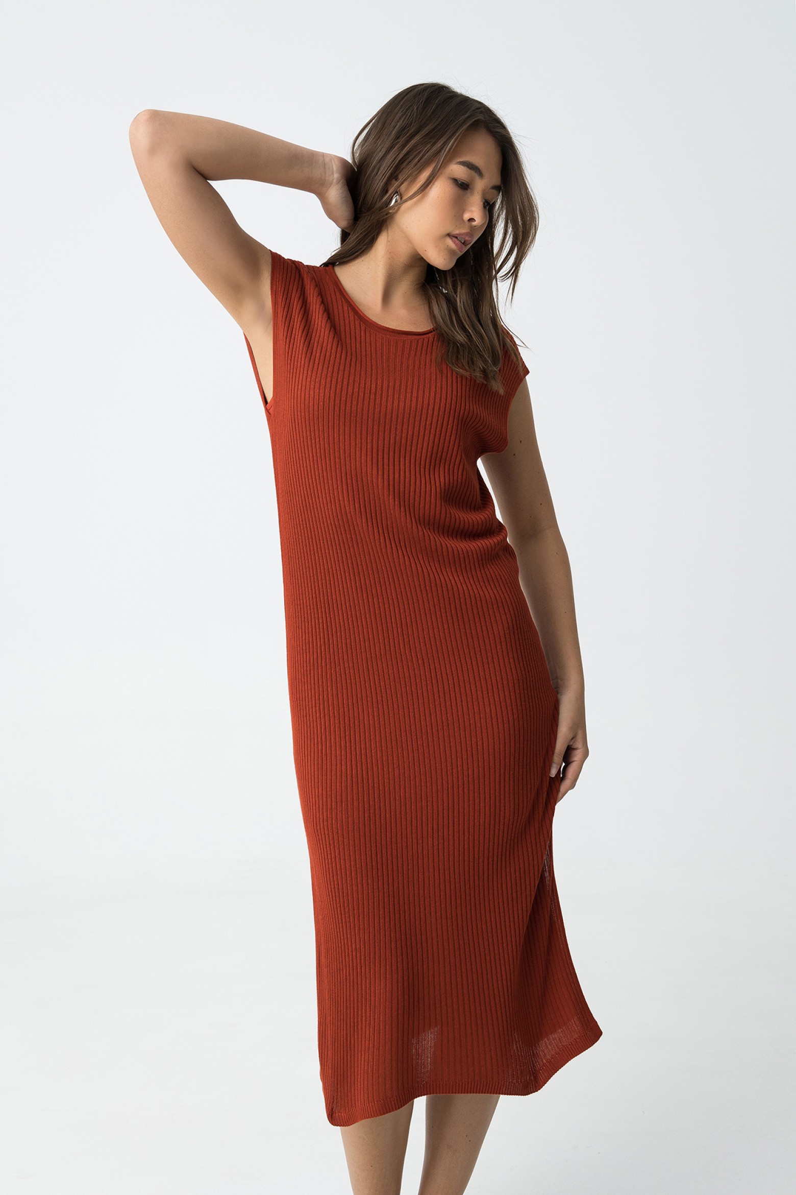 Vestido midi de punto de canal