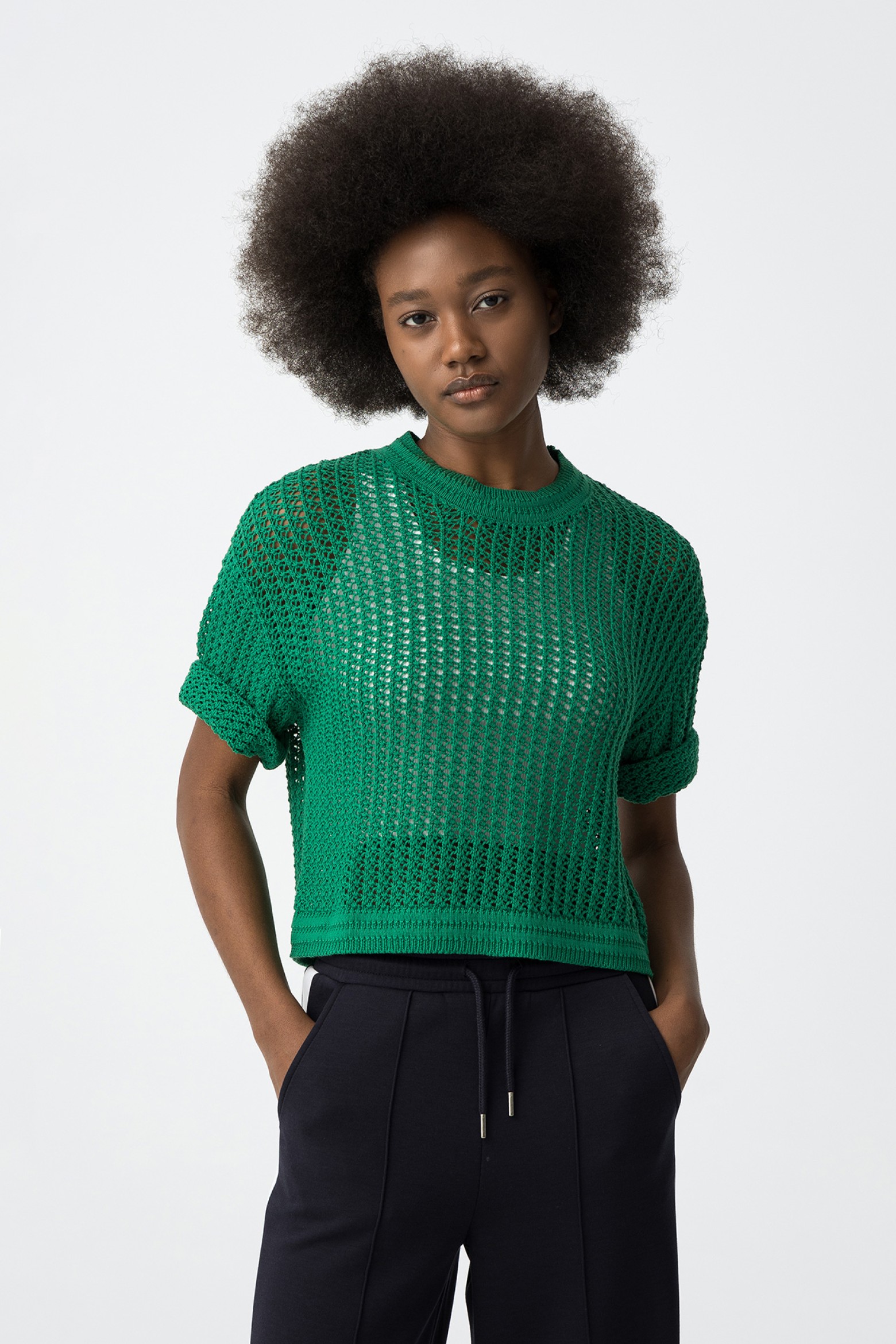 Camisola de malha prefurada