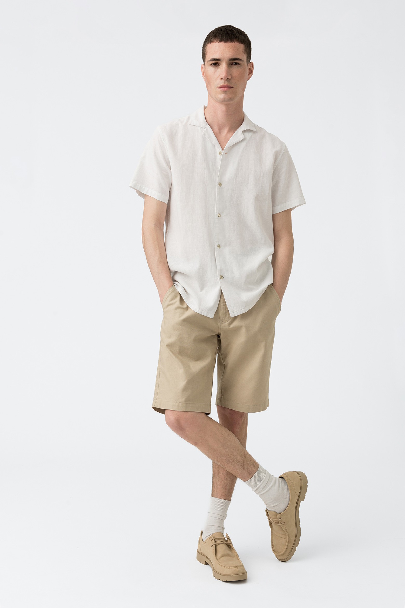 Linen Blend Regular Fit Chino Shorts