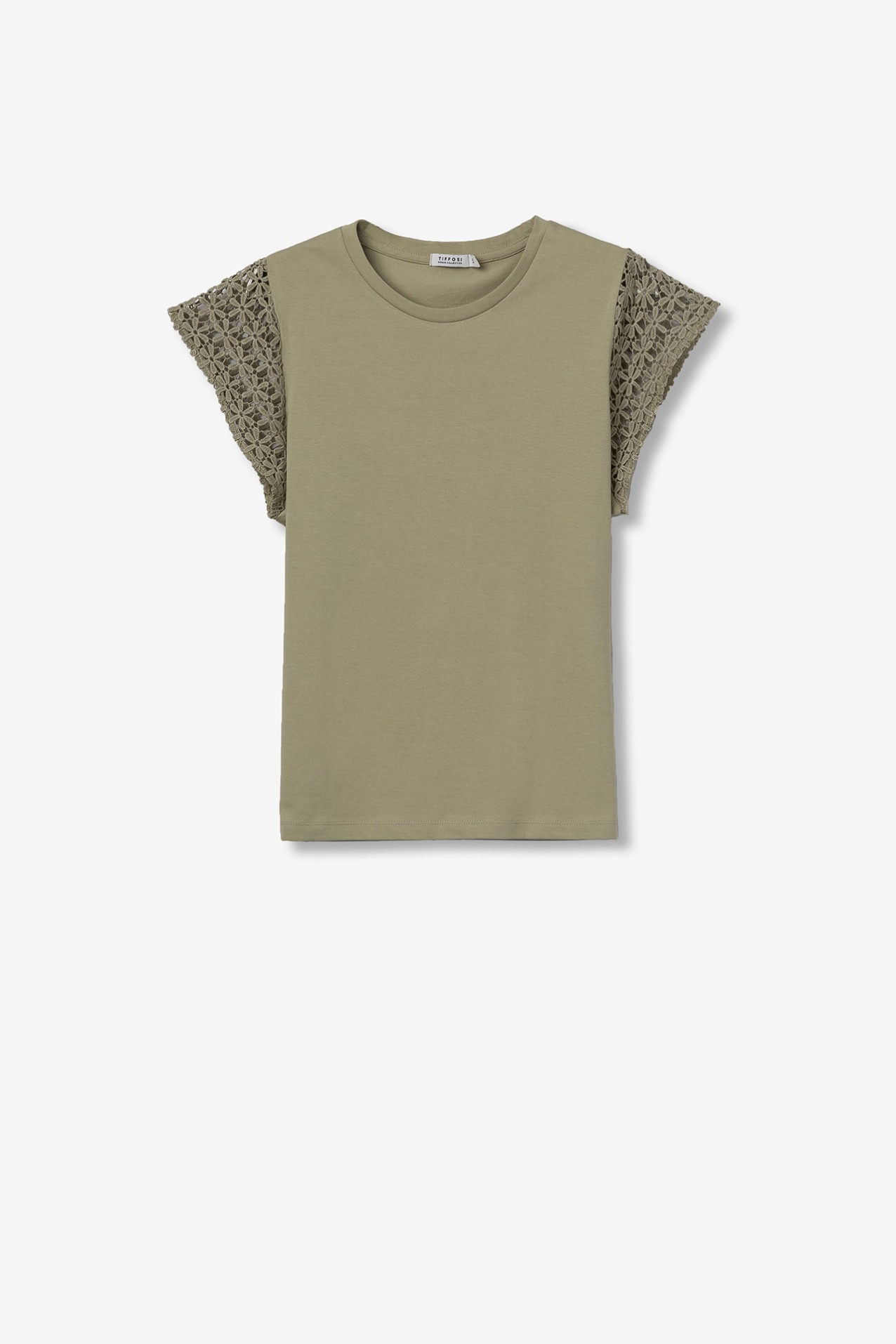T-shirt with Embroidered Effect Sleeves