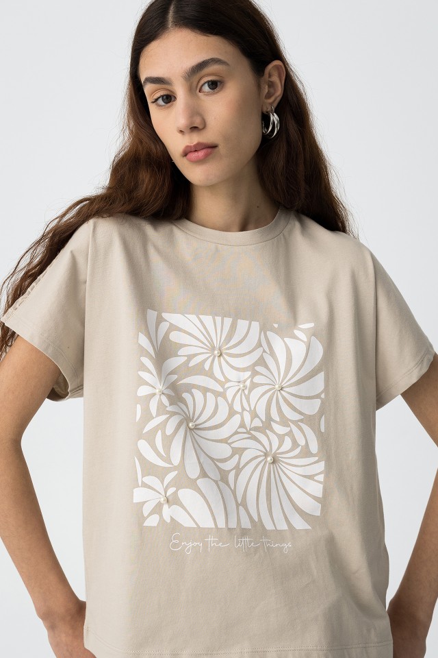 T-shirt with Front Print and Applications