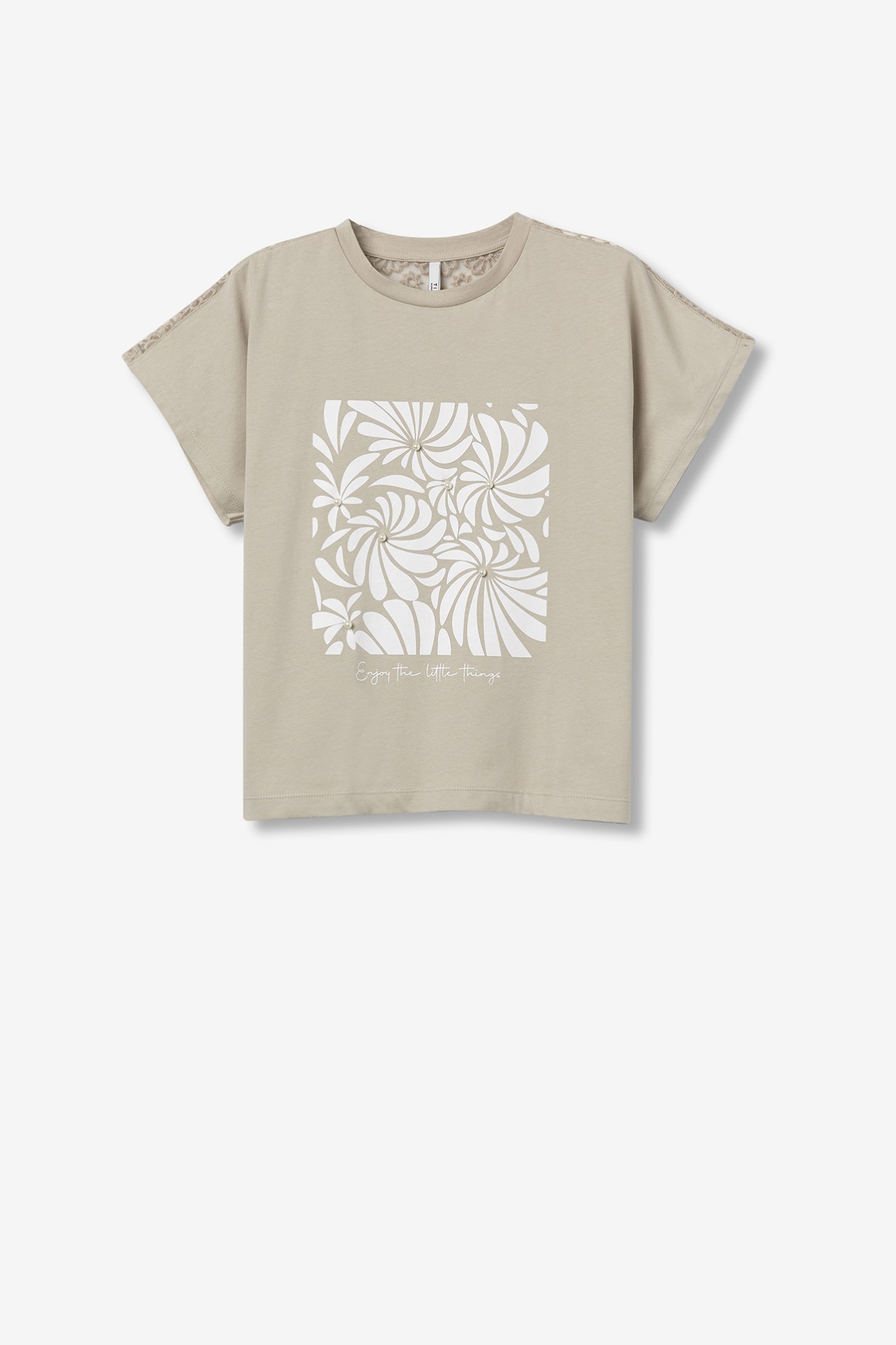 Camiseta con Estampado Frontal y Aplicaciones