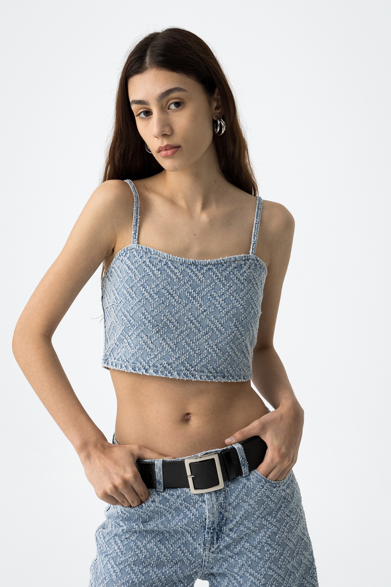 Tiago Strapless Denim Crop Top
