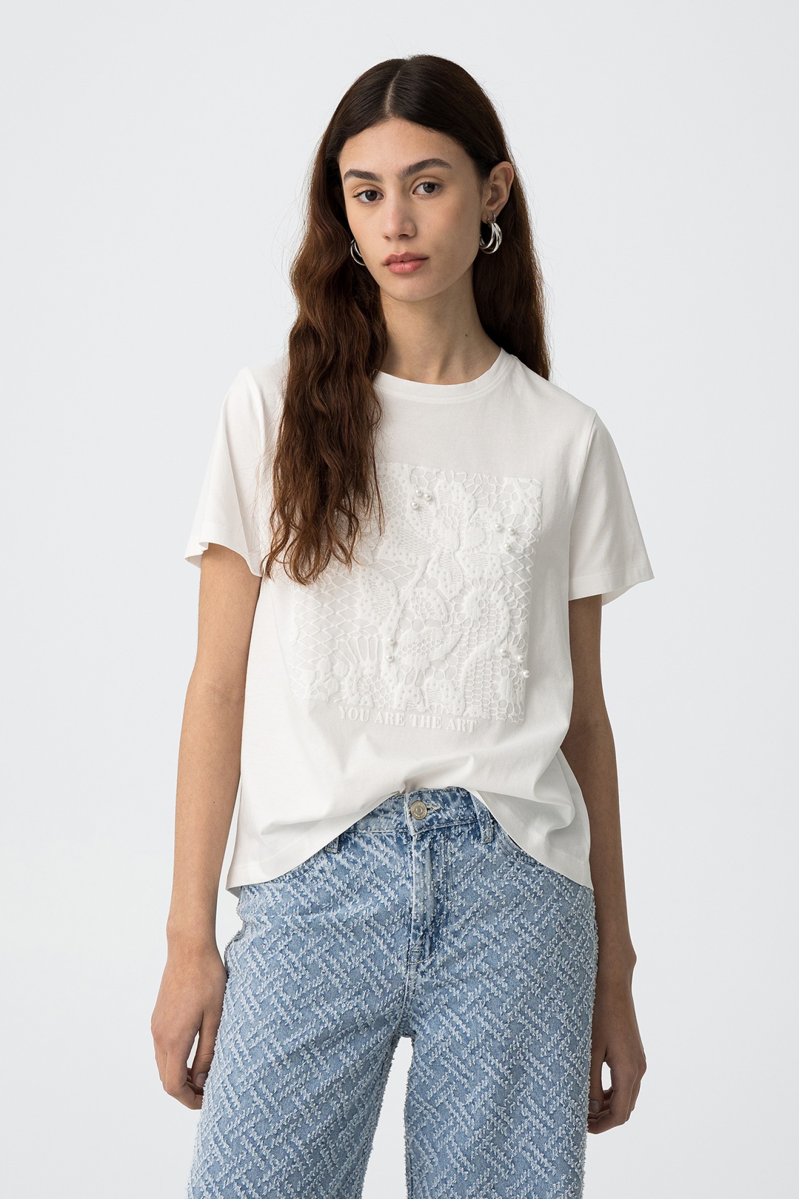 Front Printed T-shirt with Applications