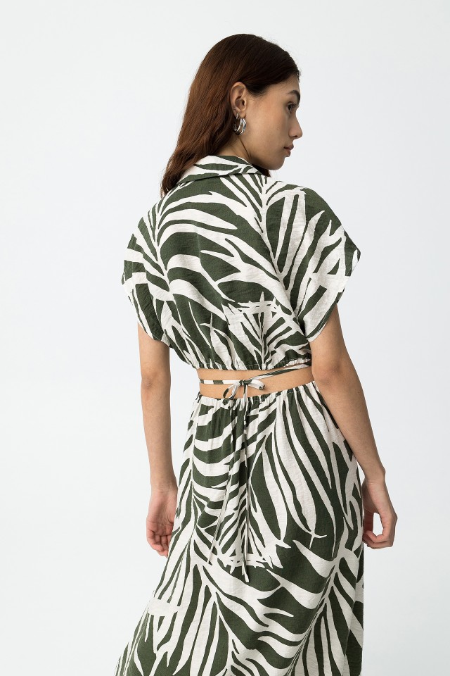 Printed Midi Dress with Cutouts