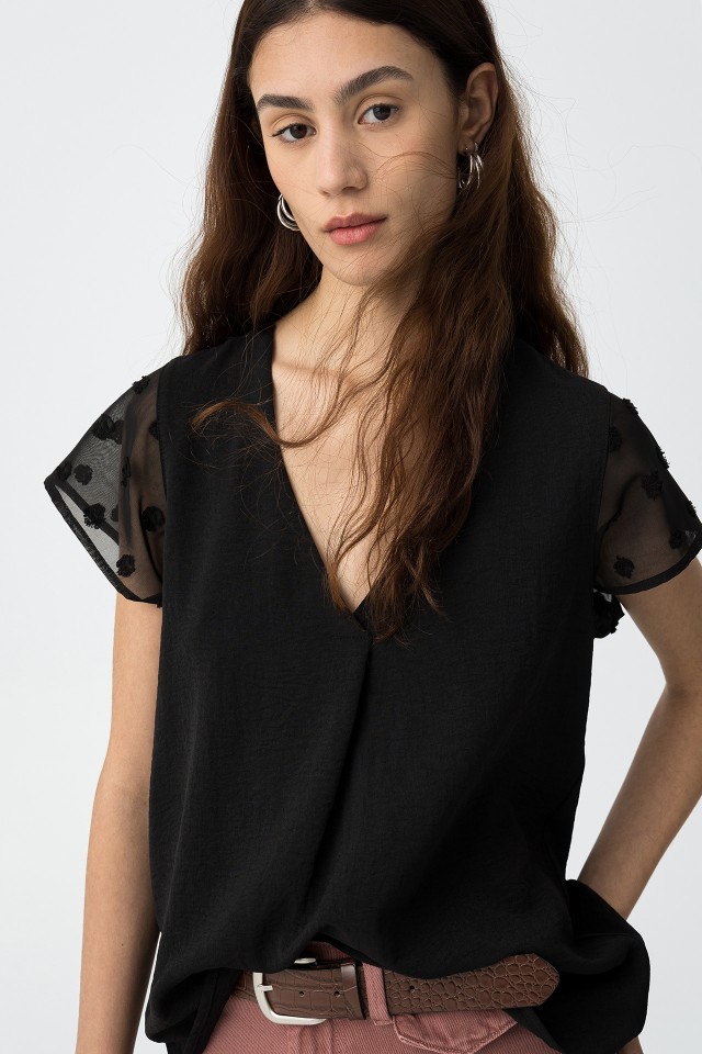 Blouse with Transparency Sleeves