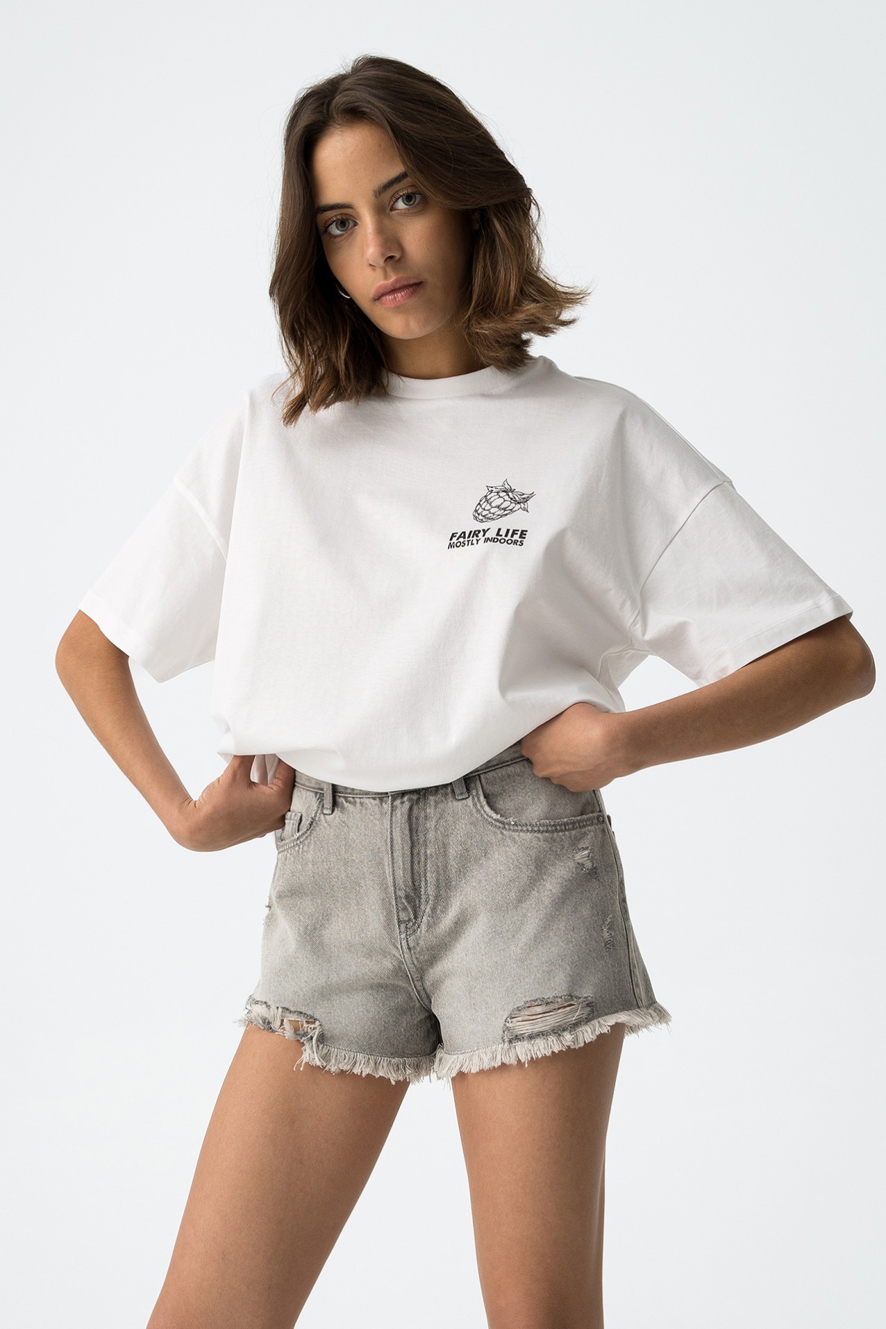 Distressed Denim Shorts