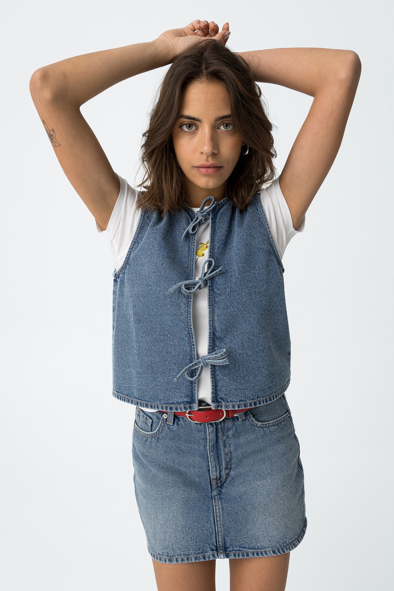 Denim Top with Bows