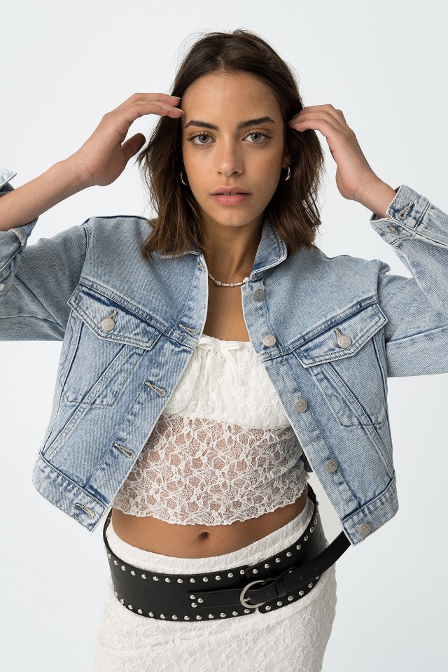 Casaco Denim Cropped
