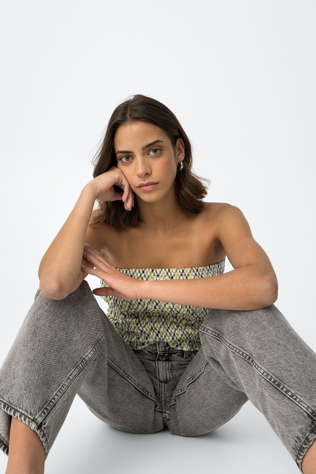 Top bandeau fruncido