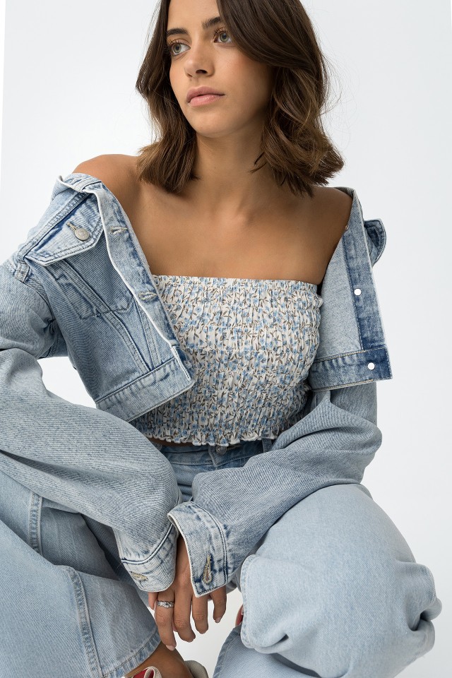 Top bandeau fruncido