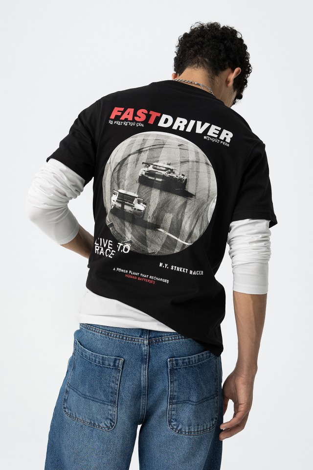 Fast Driver Theme Printed T-shirt