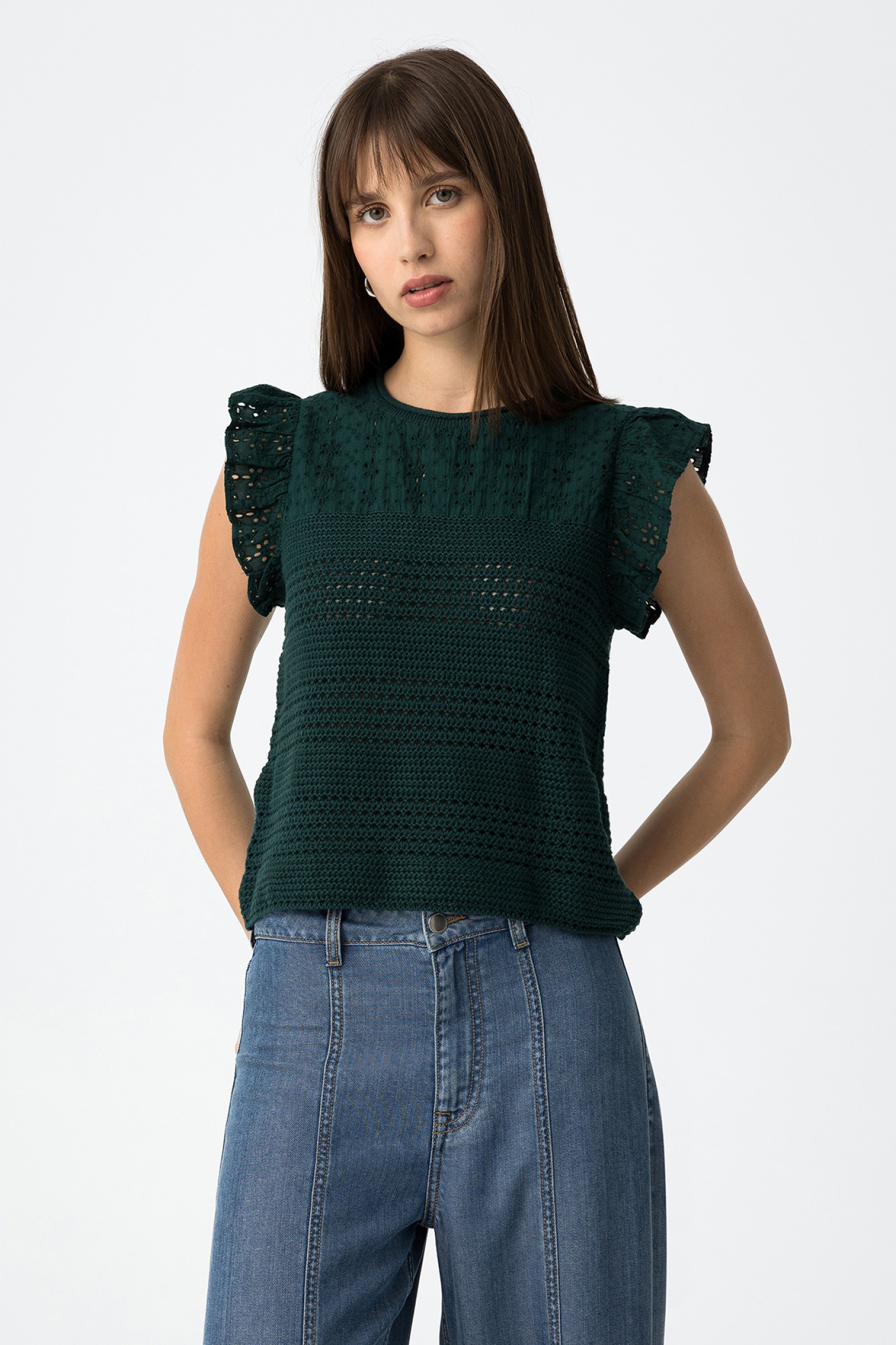 Camiseta de malla y encaje