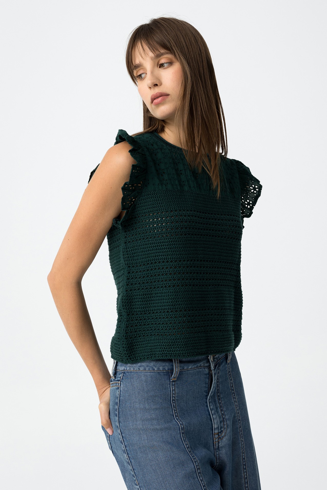 Camiseta de malla y encaje