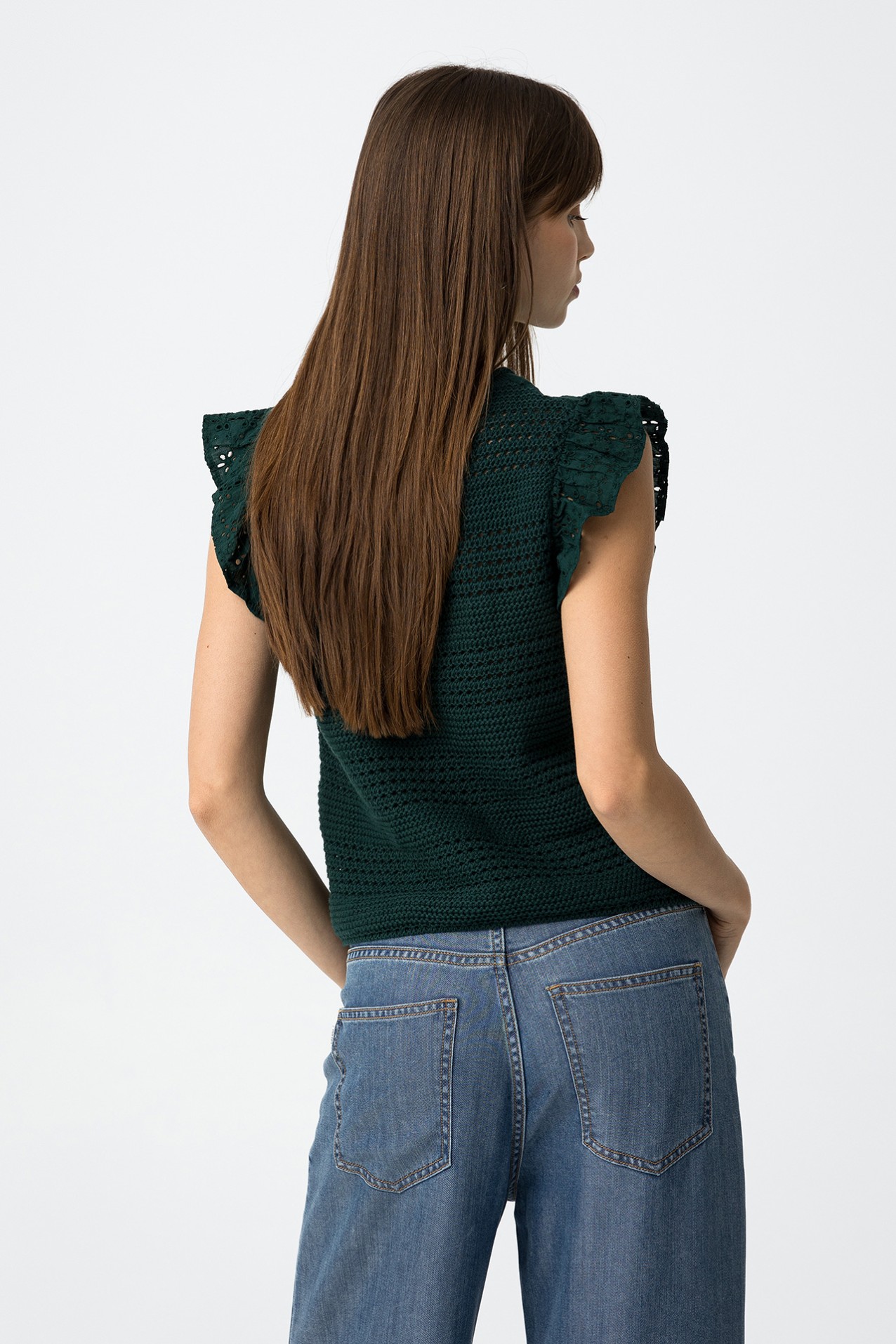 Camiseta de malla y encaje