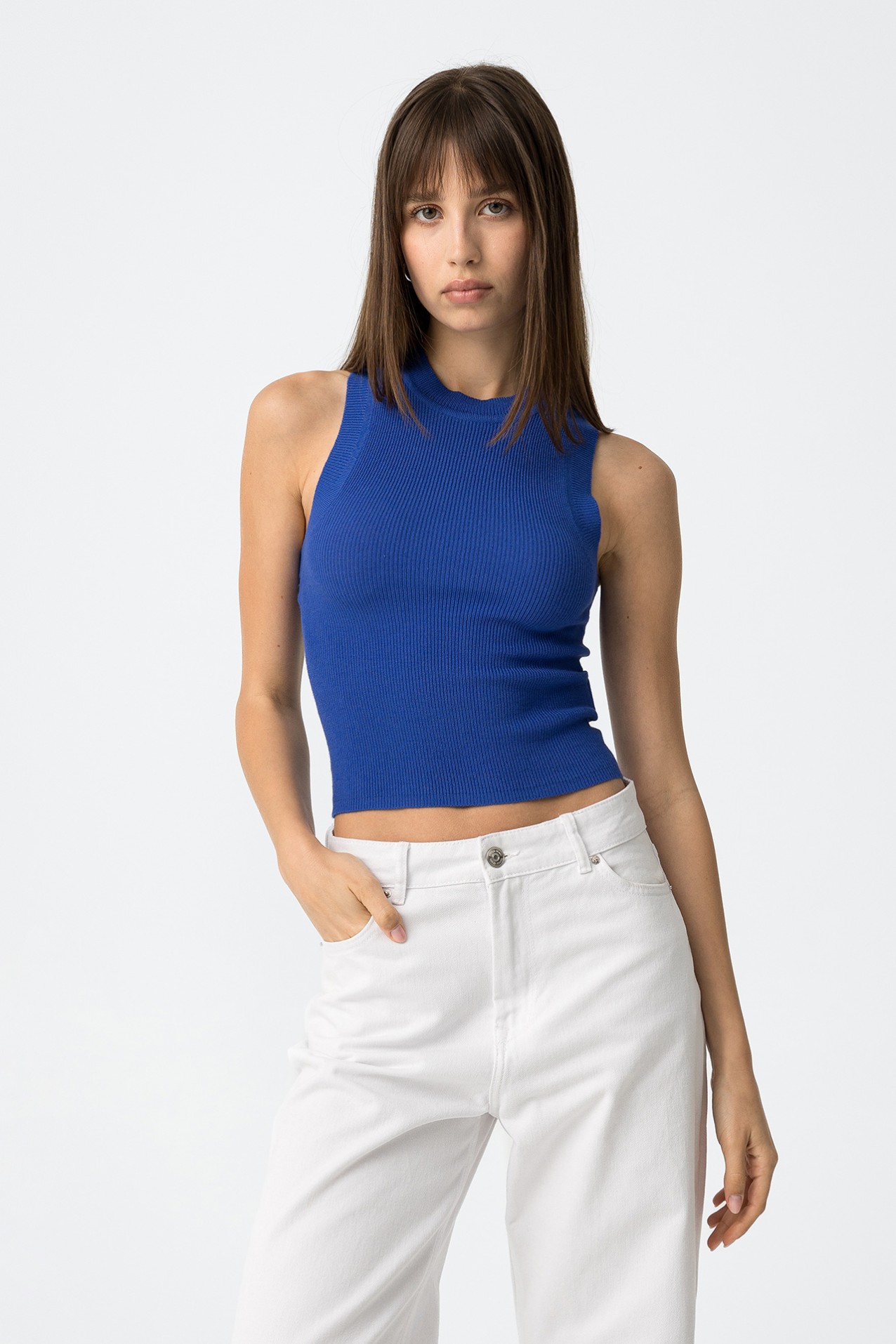 Ribbed Crop Top - 10059060_760 - Tiffosi