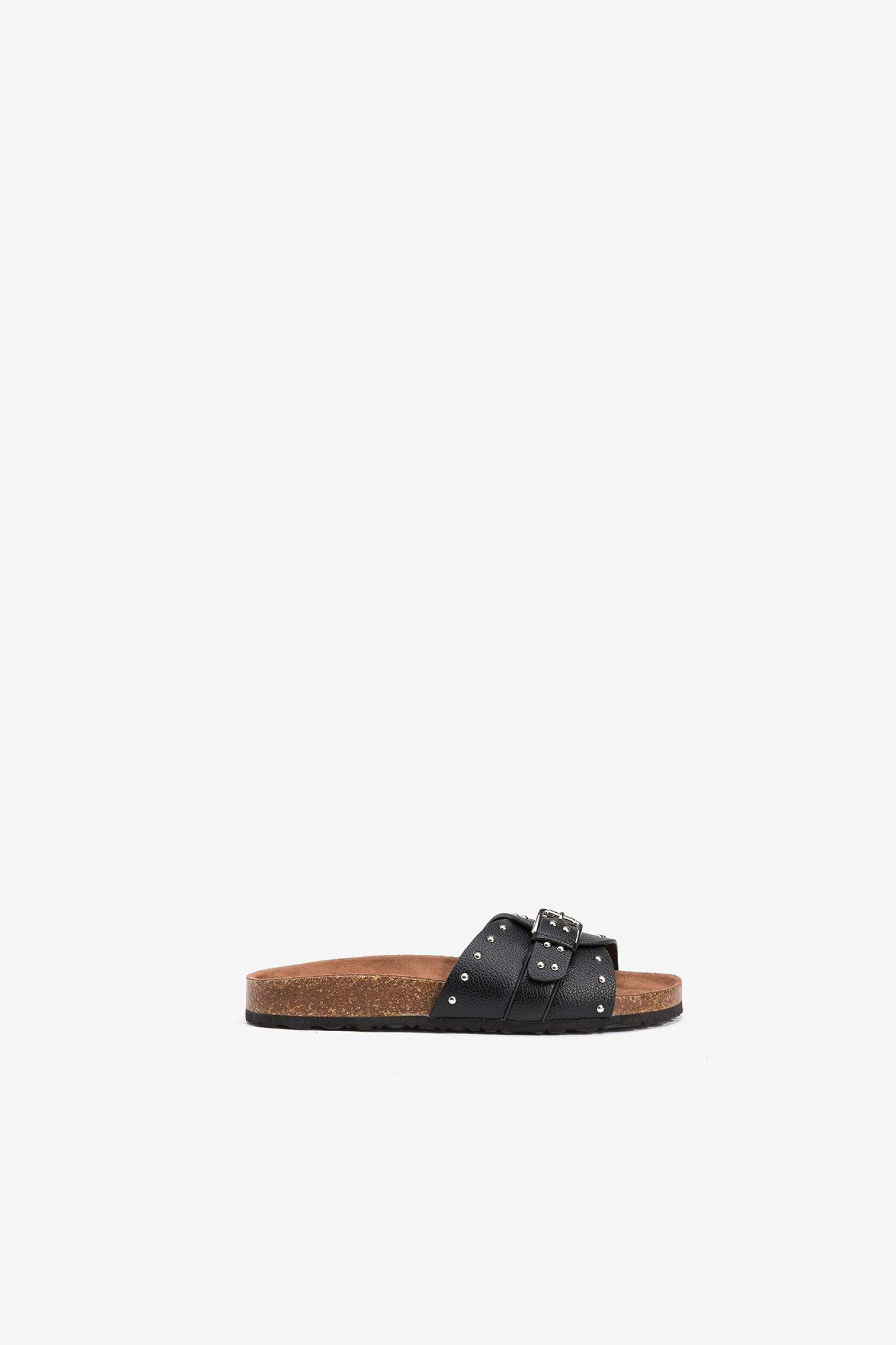 Cork-sole sandal with buckle strap