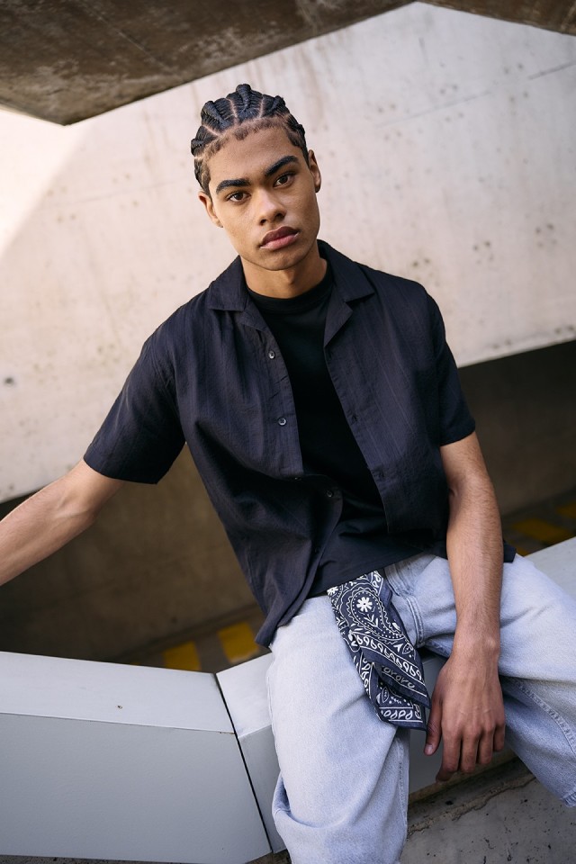 Camisa com Textura de Manga Curta