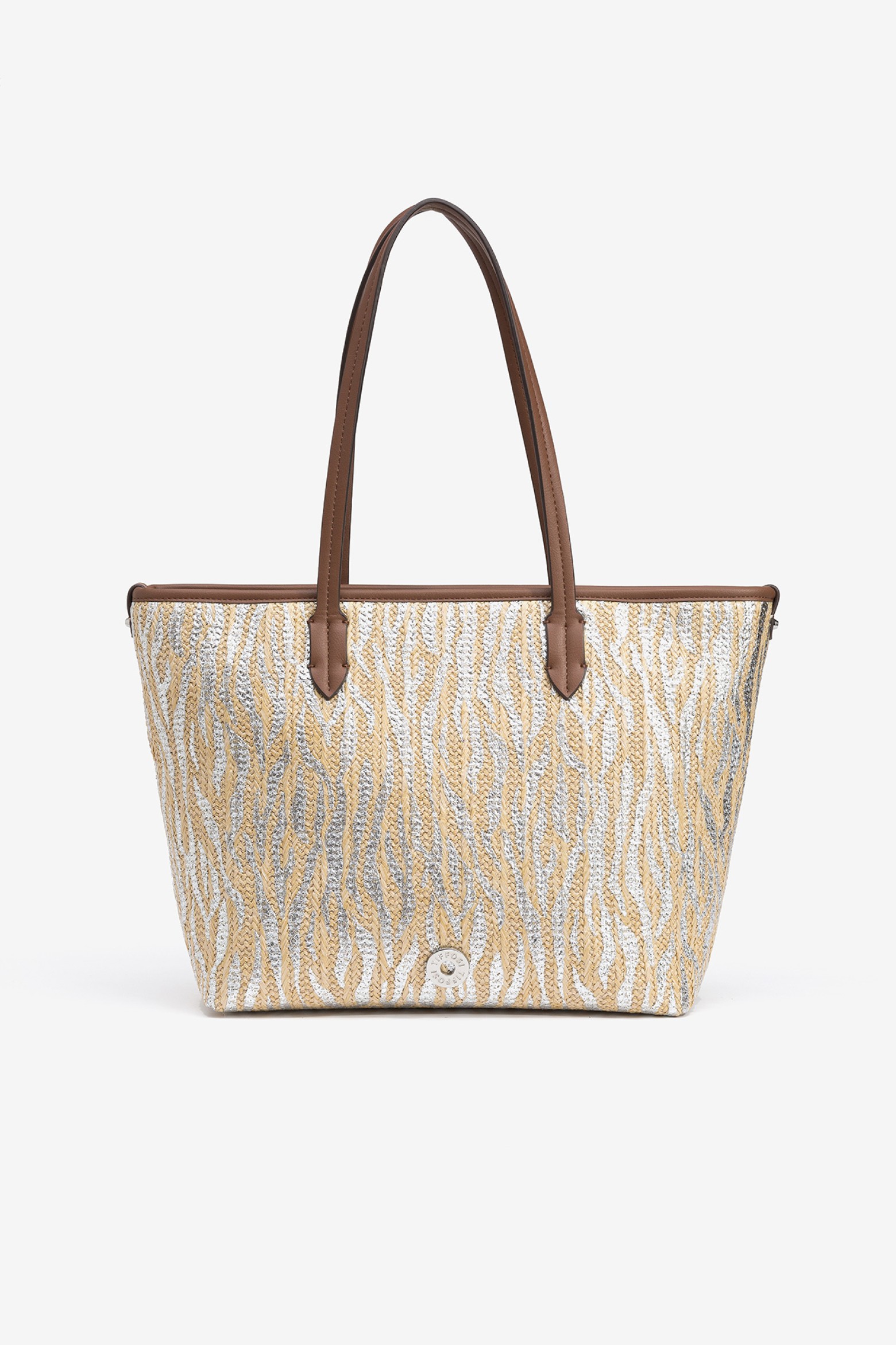 Printed Straw Shoulder Bag