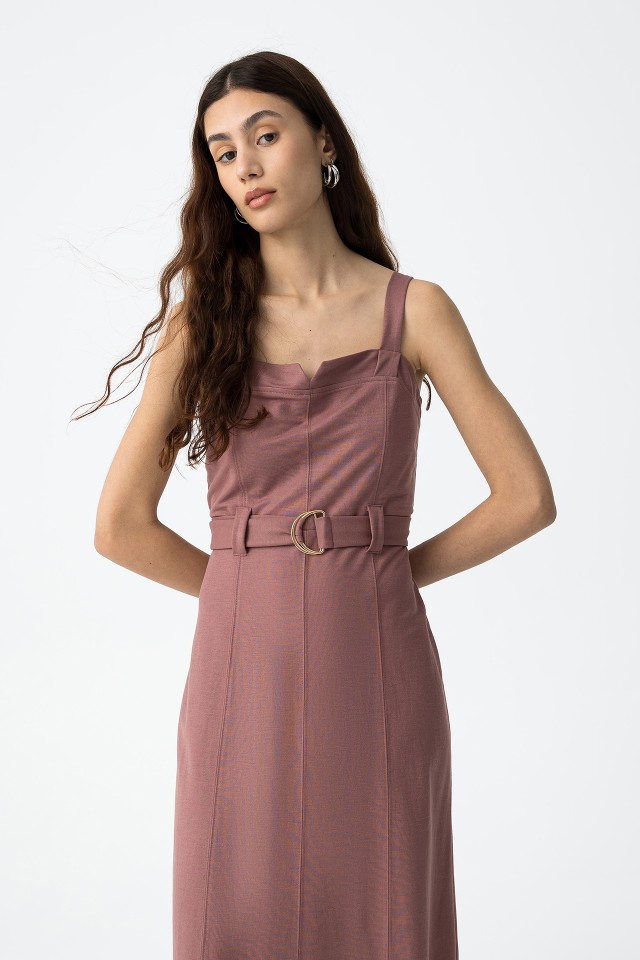 Midi Dress with Belt